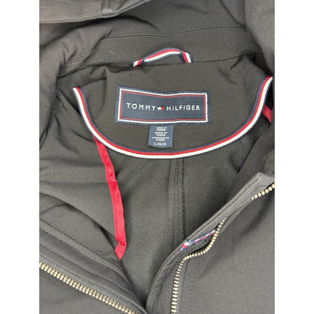 Tommy Hilfiger Women's Hooded Mid-Length Water-Resistant Zip/Button L Black - Picture 2 of 5